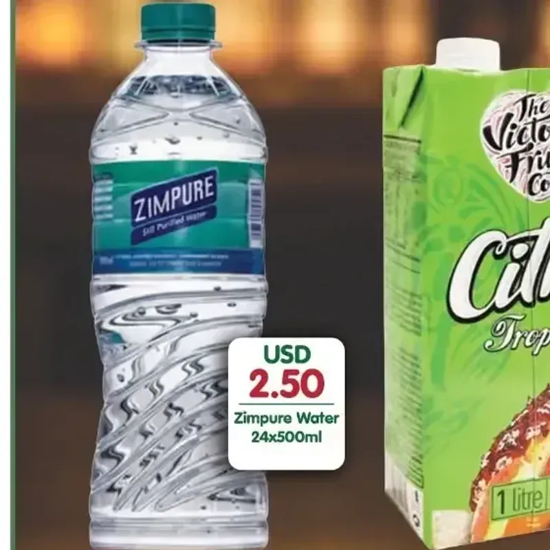 From the Gain Cash & Carry promotion Zimpure Still Purified Water