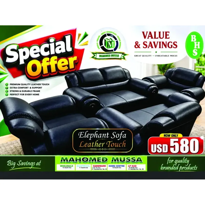 From the Mahomed Mussa promotion Elephant Sofa Leather Touch