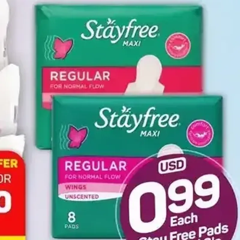 From the TM Pick n Pay promotion Stayfree Maxi Pads Assorted