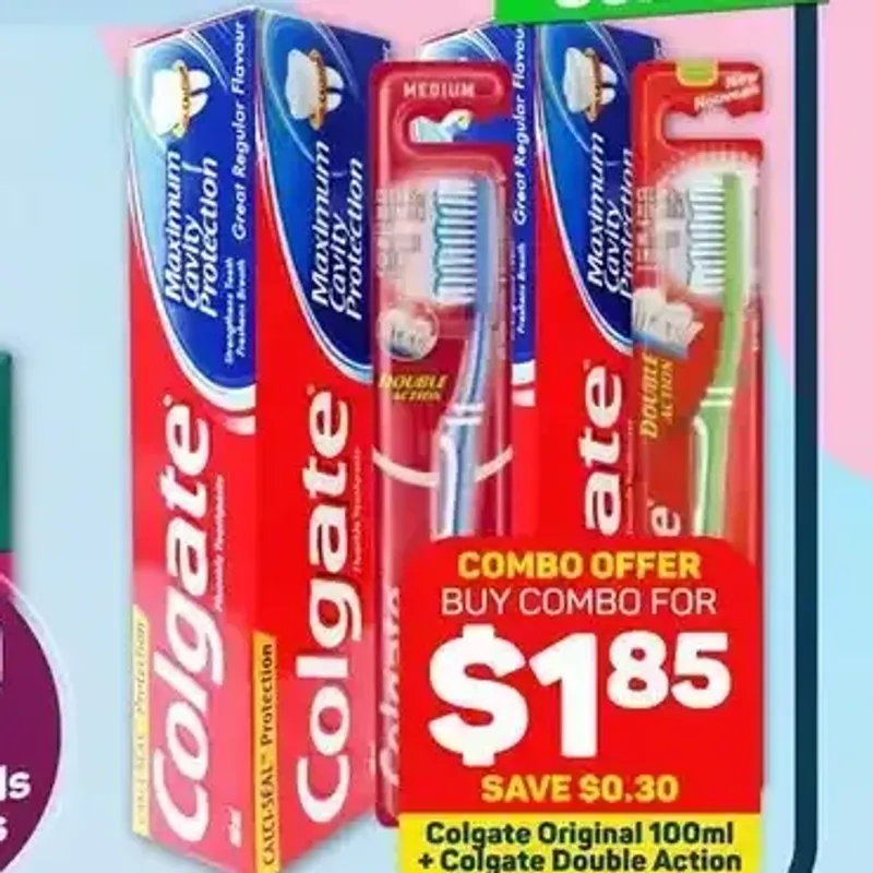 Colgate Original Toothpaste + Double Action Toothbrush combo