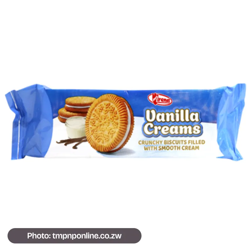 Photo: tmpnponline.co.zw Arenel Vanilla Cream Biscuits