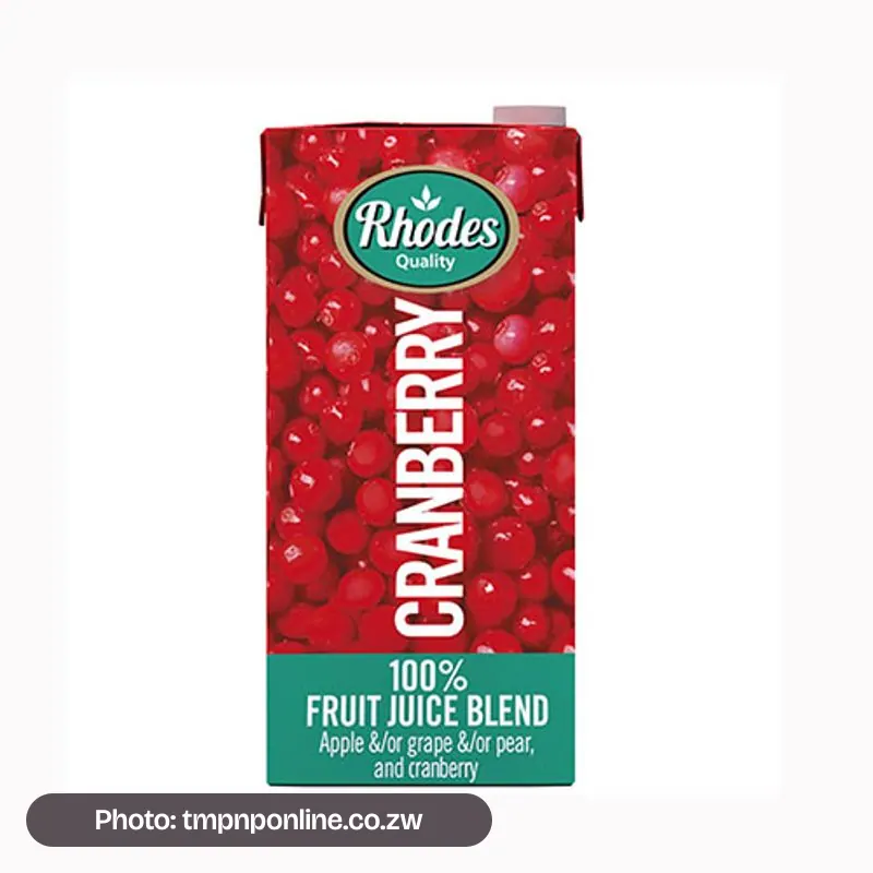 Photo: tmpnponline.co.zw Rhodes 100%Cranberry Fruit Juic