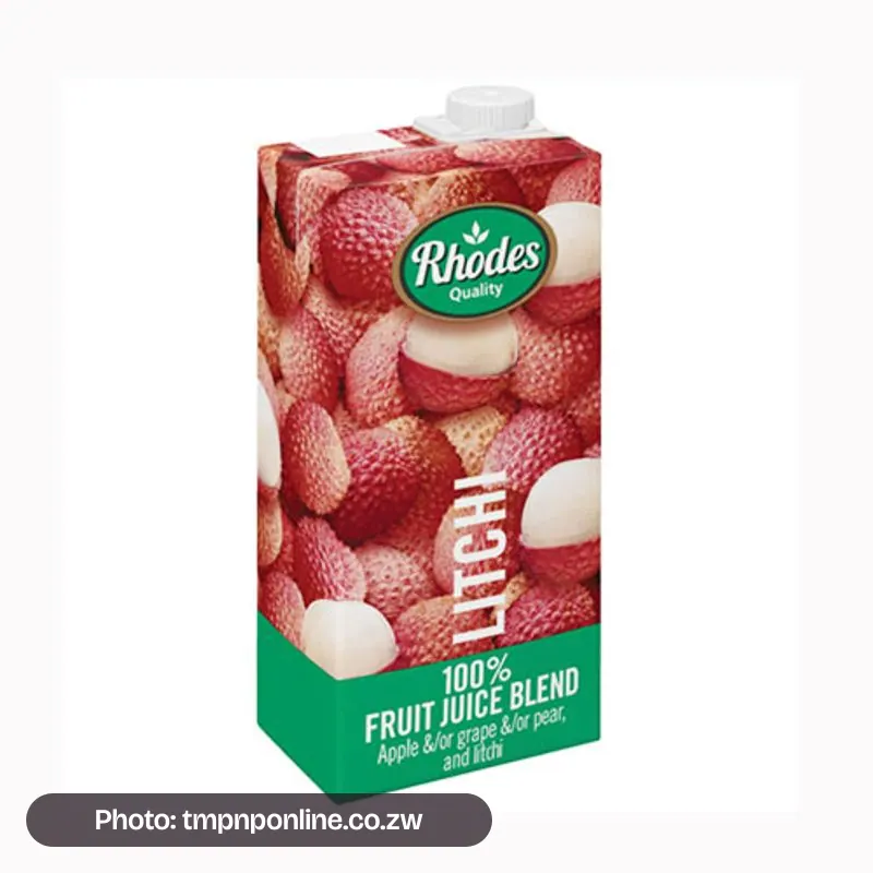 Photo: tmpnponline.co.zw Rhodes 100% Litchi Fruit Juic