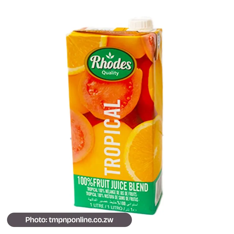 Photo: tmpnponline.co.zw Rhodes 100% Tropical Fruit Juic